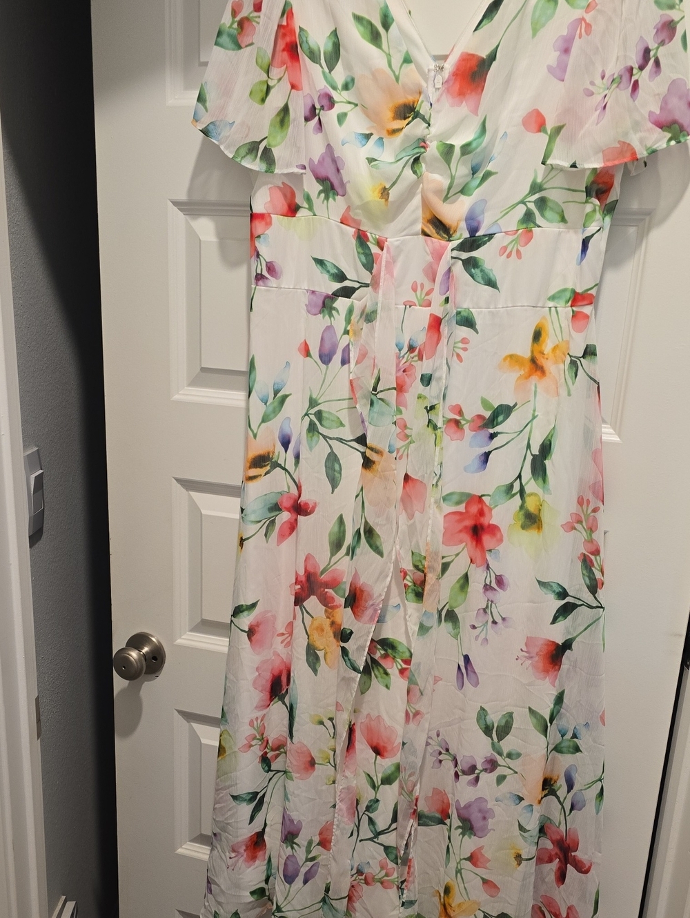 Kensie White Floral Maxi Dress with Multicolor Print